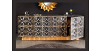 Buffet PALAZZO 180 cm – Bois massif gris et doré – Sculpté style rétro-vénitien