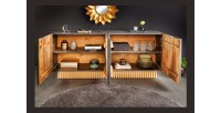 Buffet PALAZZO 180 cm – Bois massif gris et doré – Sculpté style rétro-vénitien