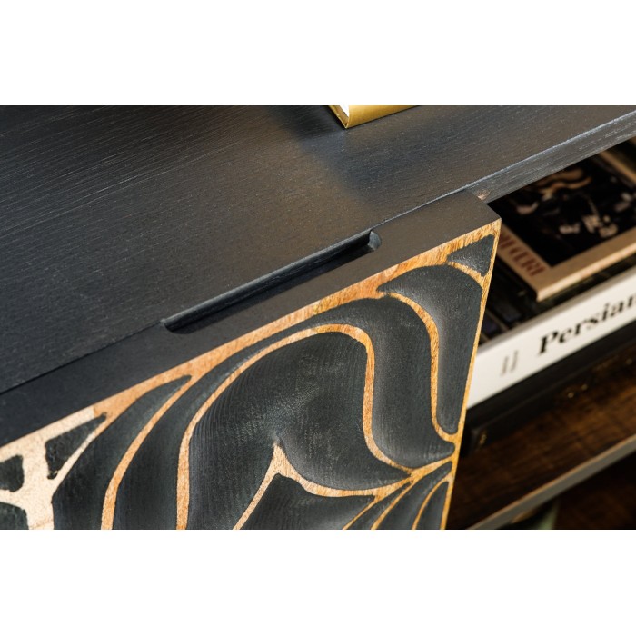 Buffet PALAZZO 180 cm – Bois massif gris et doré – Sculpté style rétro-vénitien