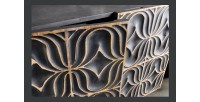 Buffet PALAZZO 180 cm – Bois massif gris et doré – Sculpté style rétro-vénitien