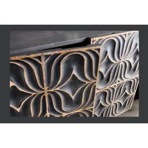 Buffet PALAZZO 180 cm – Bois massif gris et doré – Sculpté style rétro-vénitien