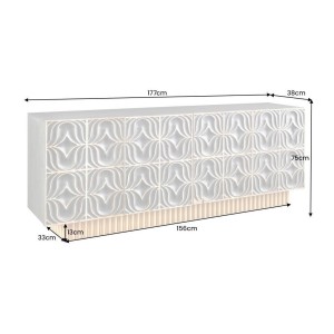 Buffet PALAZZO 180 cm – Bois massif gris et doré – Sculpté style rétro-vénitien