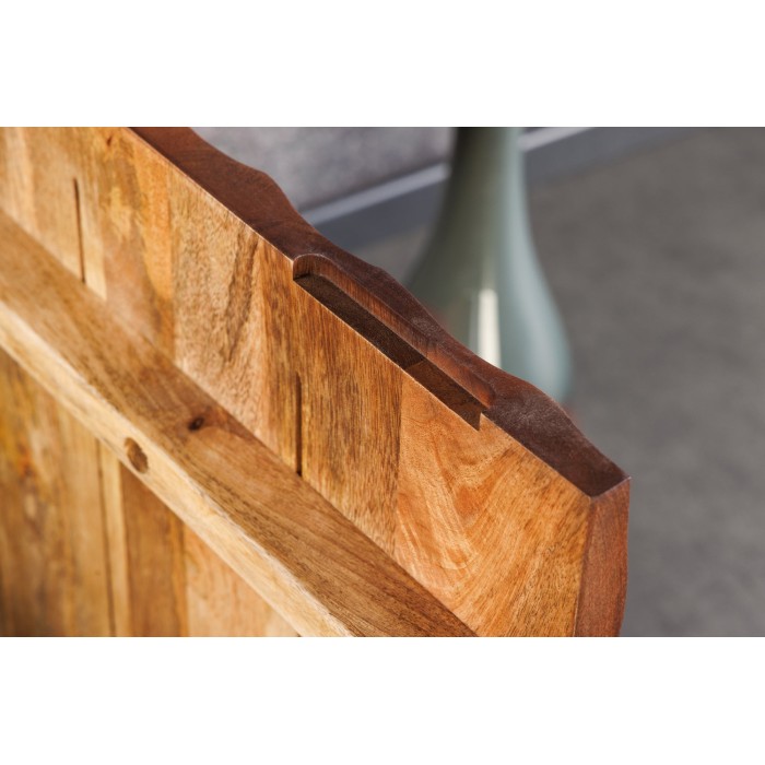 Buffet ONDARA 180 cm – Bois massif sculpté 3D et métal noir – 4 portes
