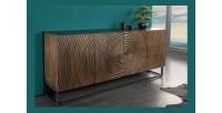 Buffet ZENWOOD 180 cm – Bois massif sculpté cercles concentriques – 4 portes