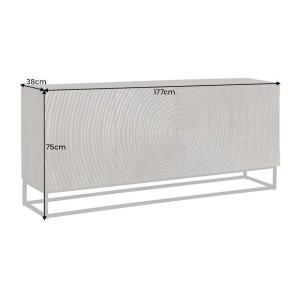 Buffet ZENWOOD 180 cm – Bois massif sculpté cercles concentriques – 4 portes