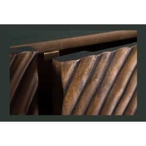 Buffet ZENWOOD 180 cm – Bois massif sculpté cercles concentriques – 4 portes