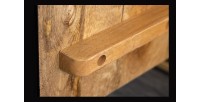 Buffet ZENWOOD 180 cm – Bois massif blanc sculpté cercles – Pieds dorés