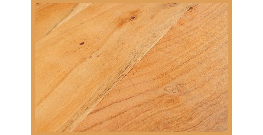 Buffet ARAVIS 145 cm – Bois massif acacia clair sculpté – 2 portes et 3 tiroirs