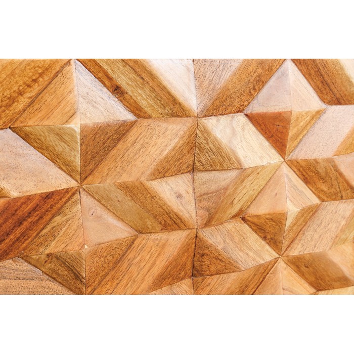 Buffet ARAVIS 145 cm – Bois massif acacia clair sculpté – 2 portes et 3 tiroirs