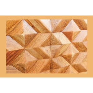 Buffet ARAVIS 145 cm – Bois massif acacia clair sculpté – 2 portes et 3 tiroirs