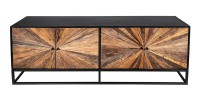Buffet RAOKA 180 cm en bois massif de manguier et teck – Motif solaire sculpté
