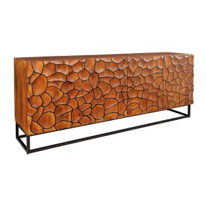 Buffet TERRAKAN 180 cm – Bois Massif de Manguier Marron – Façade Sculptée 3D