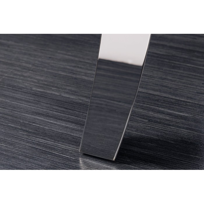 Table de salle à manger VELENA – Rectangulaire 200 cm – Verre trempé et acier argenté – Style baroque chic