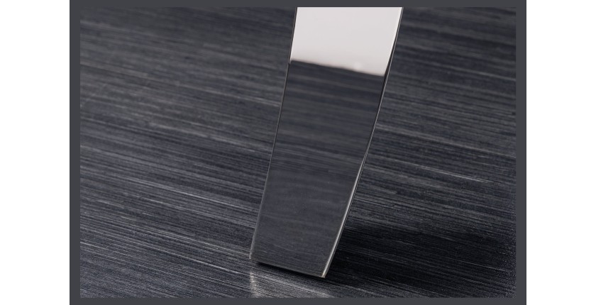 Table de salle à manger VELENA – Rectangulaire 200 cm – Verre trempé et acier argenté – Style baroque chic