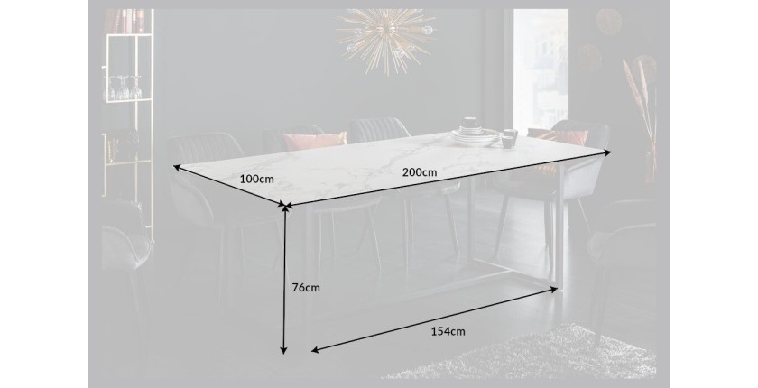 Table ARAVIS effet marbre blanc dimensions