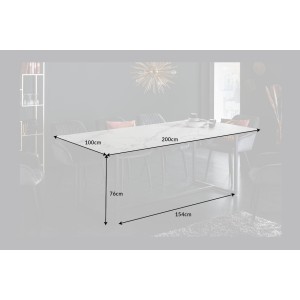 Table ARAVIS effet marbre blanc dimensions