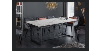 Table ARAVIS effet marbre blanc décor 3D