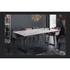 Table ARAVIS effet marbre blanc décor 3D