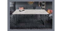 Table ARAVIS effet marbre blanc vu de face