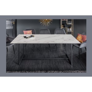 Table ARAVIS effet marbre blanc vu de face
