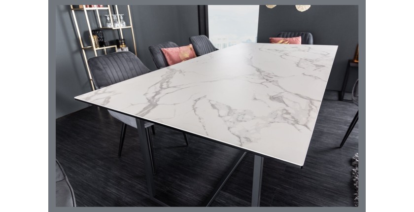 Table ARAVIS effet marbre blanc vu de côté