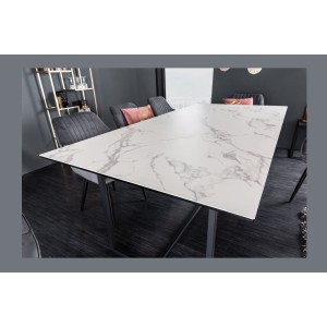 Table ARAVIS effet marbre blanc vu de côté