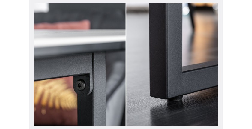 Zoom sur la structure de la table ARAVIS effet marbre blanc