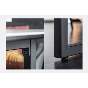 Zoom sur la structure de la table ARAVIS effet marbre blanc
