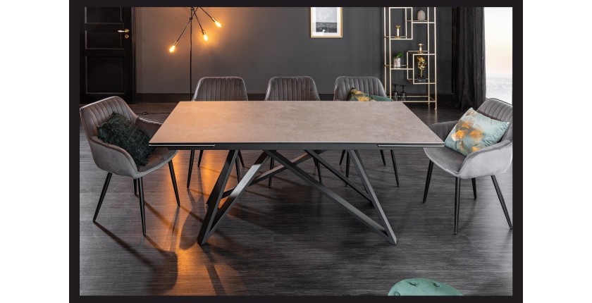 Table LIXOR extensible grise vu de face sans extension