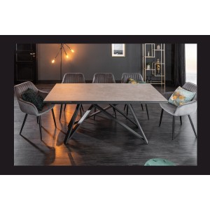 Table LIXOR extensible grise vu de face sans extension