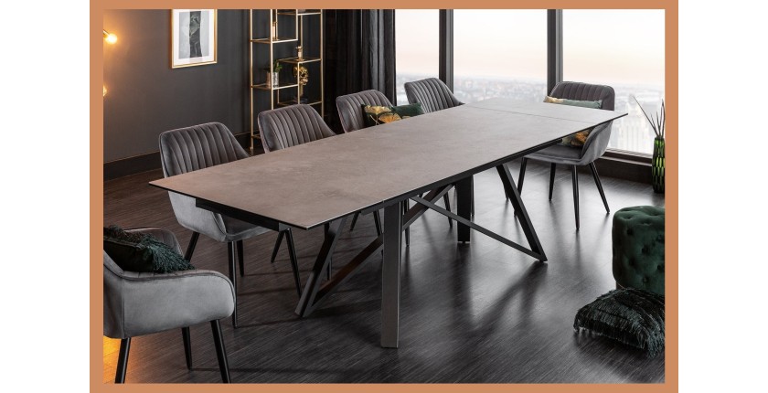 Table LIXOR grise avec extensions vu de côté