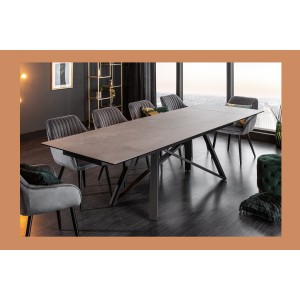 Table LIXOR grise avec extensions vu de côté
