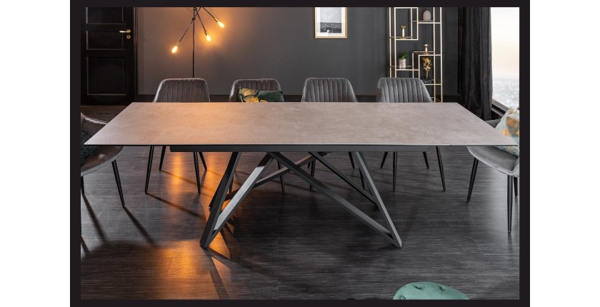 Table LIXOR grise avec extensions vu de face