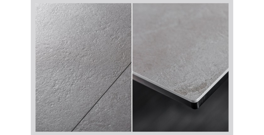 Zoom sur le plateau de la table LIXOR grise extensible