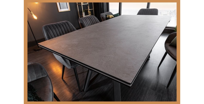 Table LIXOR extensible grise vu de côté sans extension