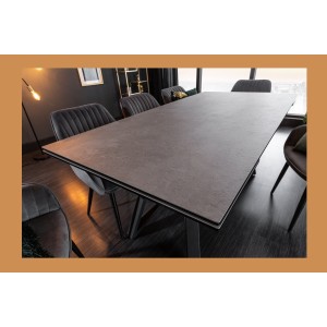Table LIXOR extensible grise vu de côté sans extension