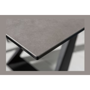 Table de salle à manger OBLIKA – Extensible 180 à 230 cm – Céramique grise anthracite et métal