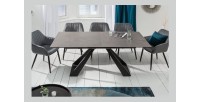 Table de salle à manger OBLIKA – Extensible 180 à 230 cm – Céramique grise anthracite et métal
