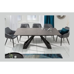 Table de salle à manger OBLIKA – Extensible 180 à 230 cm – Céramique grise anthracite et métal