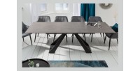 Table de salle à manger OBLIKA – Extensible 180 à 230 cm – Céramique grise anthracite et métal
