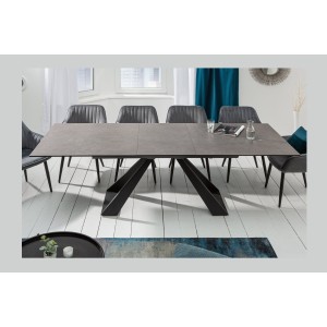 Table de salle à manger OBLIKA – Extensible 180 à 230 cm – Céramique grise anthracite et métal
