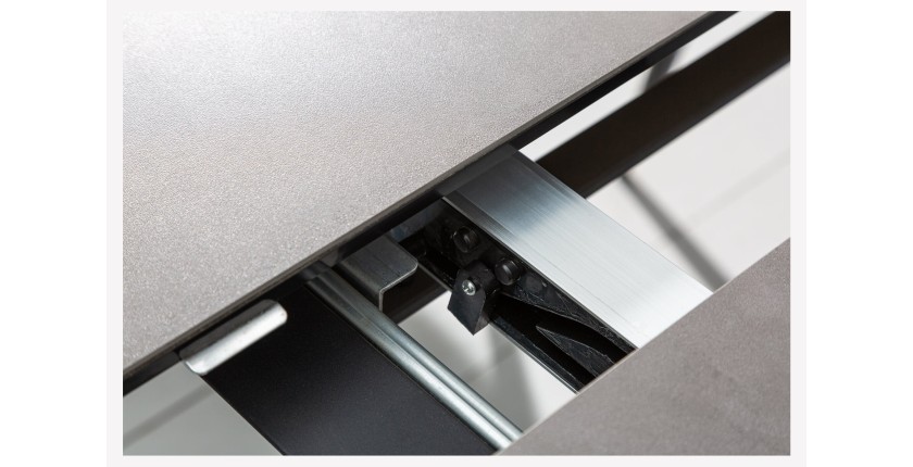Table de salle à manger OBLIKA – Extensible 180 à 230 cm – Céramique grise anthracite et métal