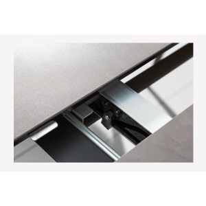 Table de salle à manger OBLIKA – Extensible 180 à 230 cm – Céramique grise anthracite et métal