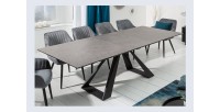 Table de salle à manger OBLIKA – Extensible 180 à 230 cm – Céramique grise anthracite et métal