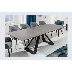 Table de salle à manger OBLIKA – Extensible 180 à 230 cm – Céramique grise anthracite et métal
