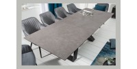 Table de salle à manger OBLIKA – Extensible 180 à 230 cm – Céramique grise anthracite et métal