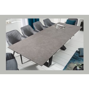 Table de salle à manger OBLIKA – Extensible 180 à 230 cm – Céramique grise anthracite et métal