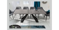 Table de salle à manger OBLIKA – Extensible 180 à 230 cm – Céramique grise anthracite et métal