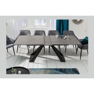 Table de salle à manger OBLIKA – Extensible 180 à 230 cm – Céramique grise anthracite et métal