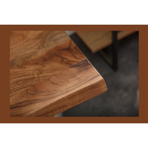 Table de salle à manger ARKAYA – 120 cm – Bois massif d’acacia verni et métal – Style industriel